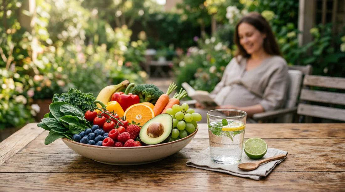 Alimentation saine et hydratation pour femme enceinte