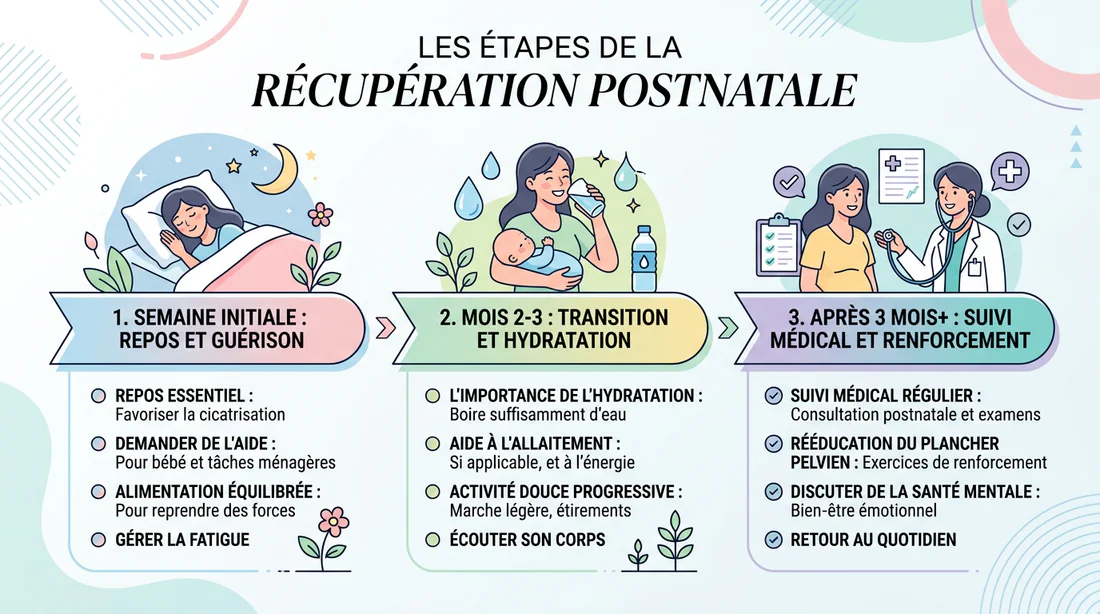Infographie des étapes de récupération après un décollement placentaire