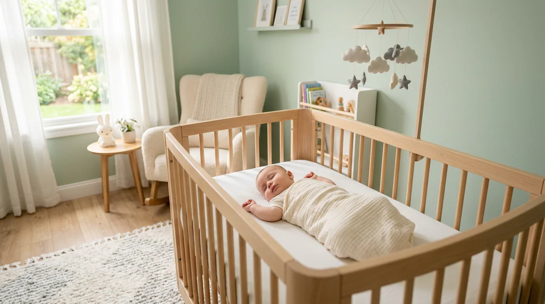 Bébé métisse endormi paisiblement dans sa chambre