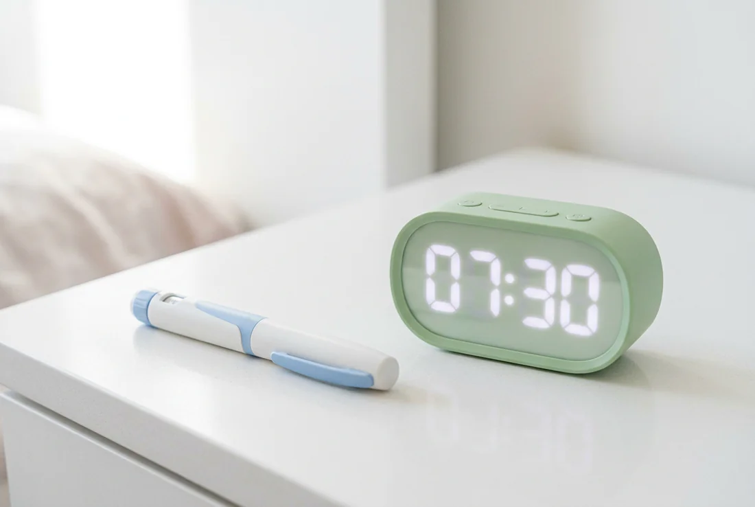 Gros plan sur le réglage de la dose d'un stylo à insuline