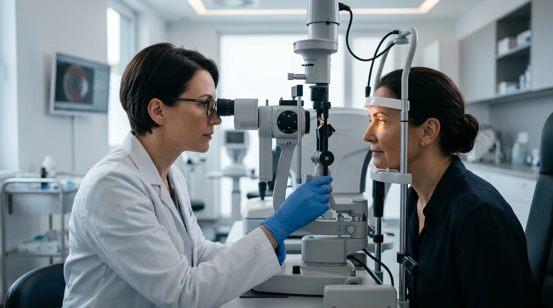 Examen ophtalmologique pré-opératoire avec un spécialiste