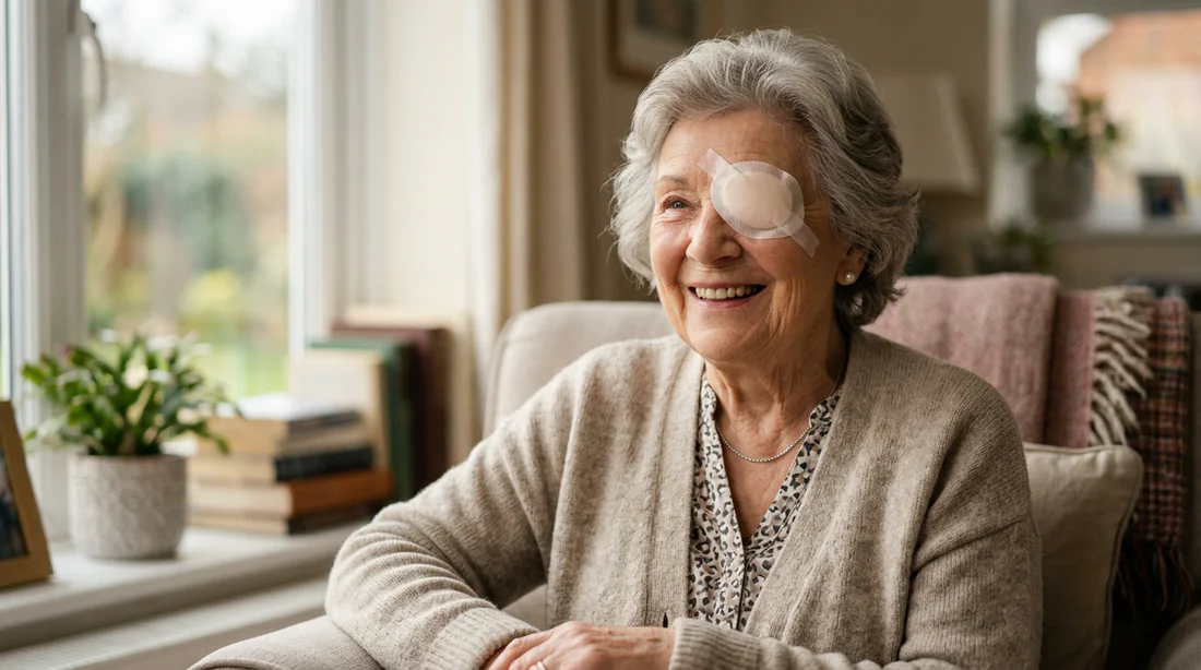 Infographie des étapes de récupération après une opération de la cataracte