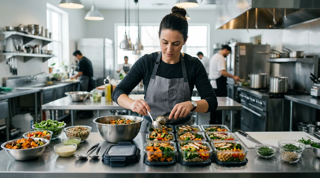 Organisation de repas healthy dans des boîtes en verre