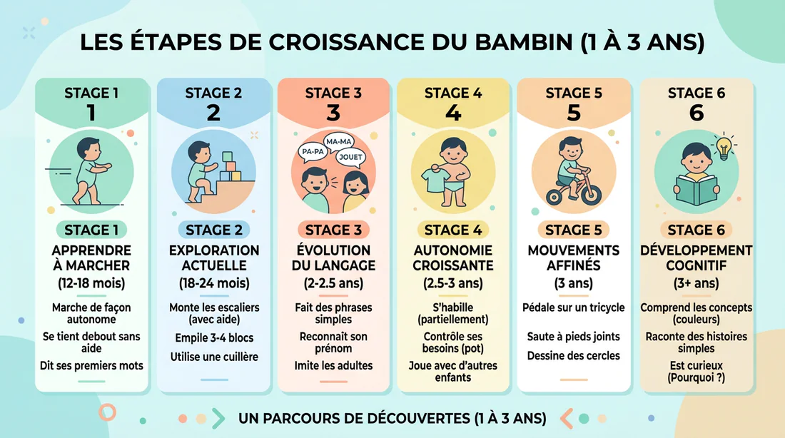 Infographie illustrant les étapes de développement de l'enfant