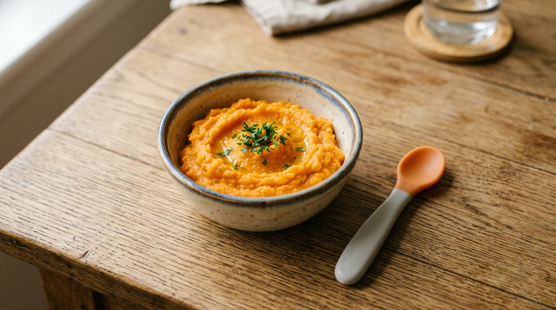 Bol de purée de carotte pour bébé