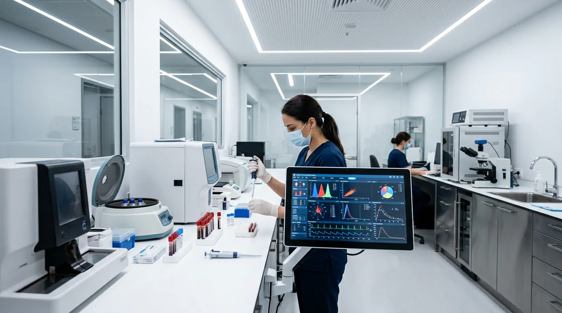 Cabinet médical moderne équipé pour le suivi de santé