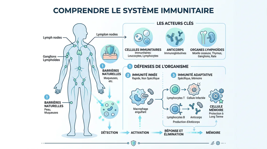 Infographie simplifiée du système immunitaire