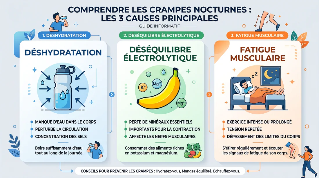 Infographie sur les causes des crampes nocturnes