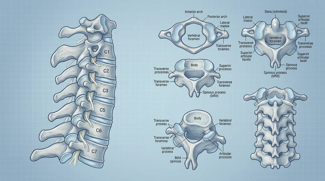 Anatomie des vertèbres cervicales humaines
