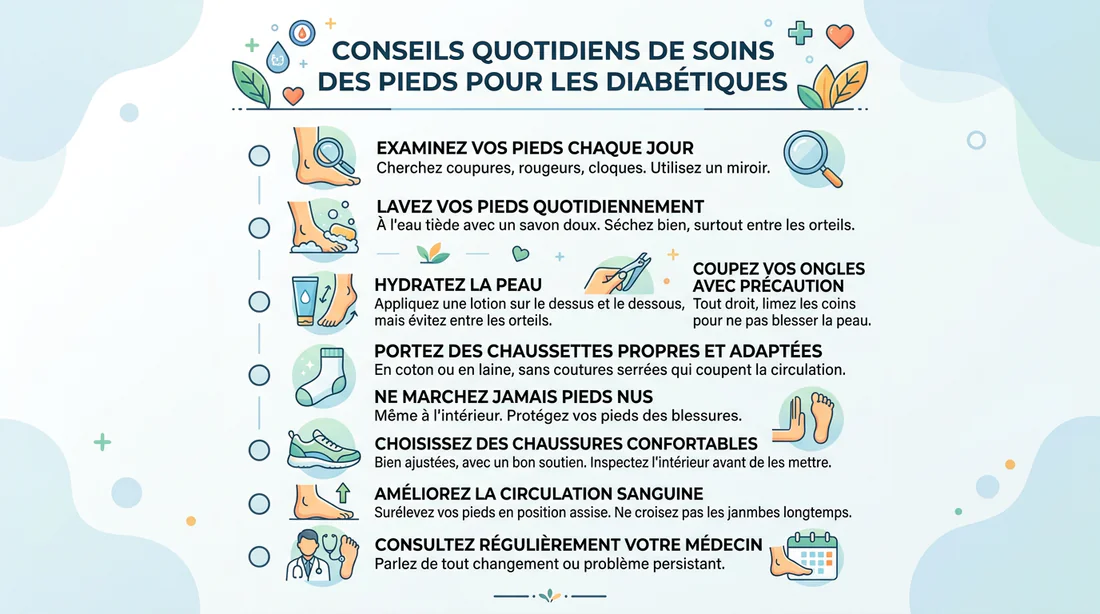 Infographie des conseils de soin des pieds pour diabétiques