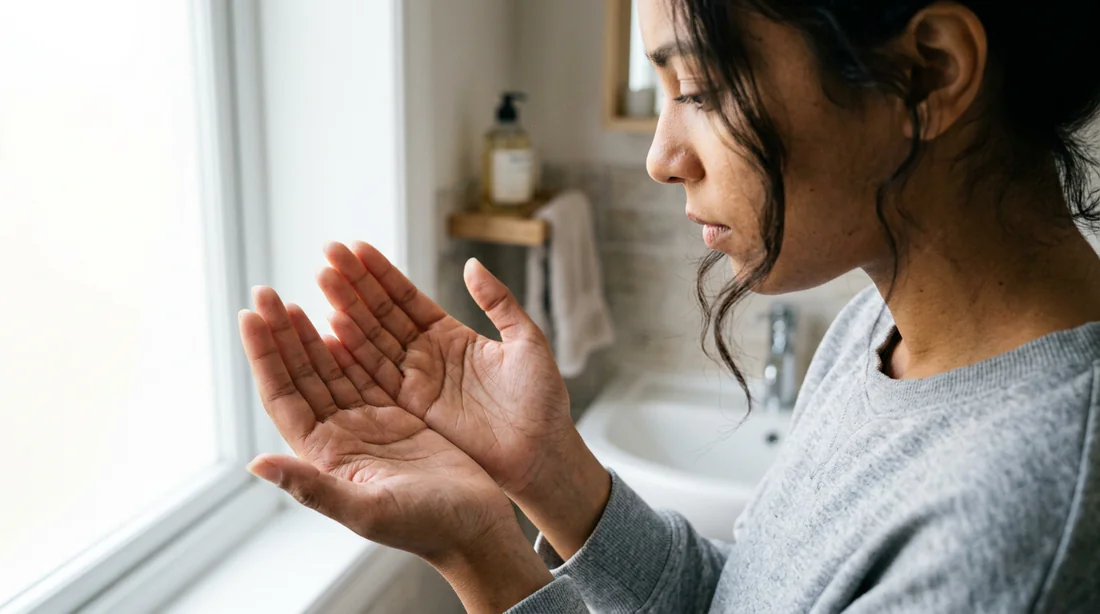 Consultation médicale pour des mains colorées