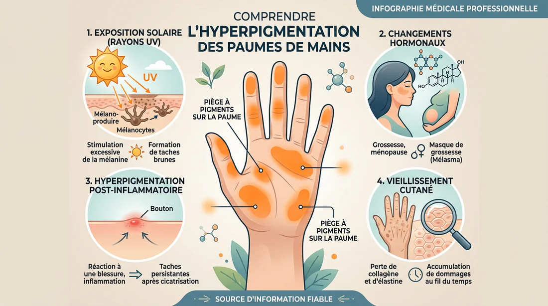 Infographie explicative des causes des mains orange