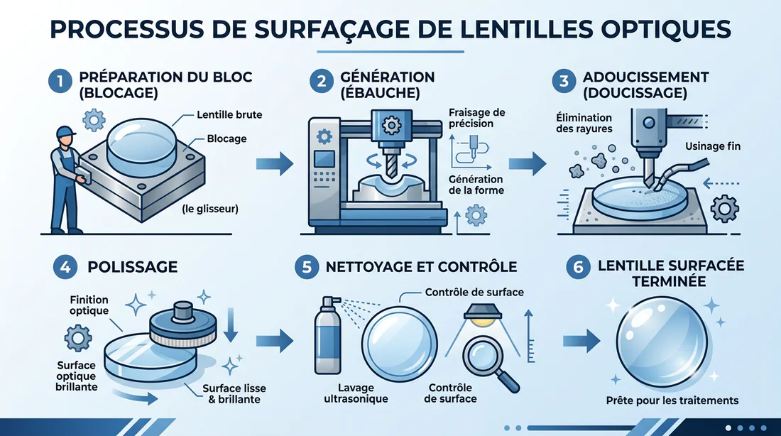 Infographie sur le processus de fabrication des verres optiques