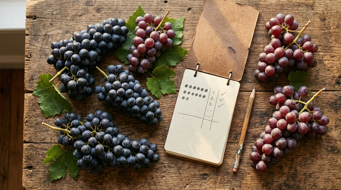 Raisins rouges et carnet de suivi calorique