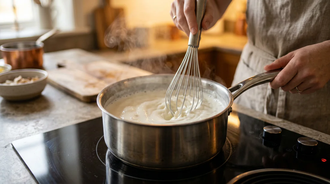 Préparation de l'appareil à flan à la casserole