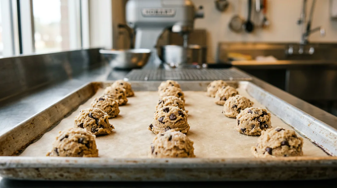 Boules de pâte à cookies prêtes à être enfournées