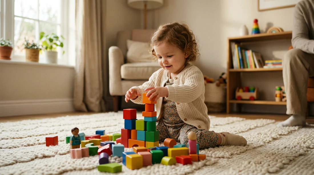 Bébé jouant avec des blocs de construction