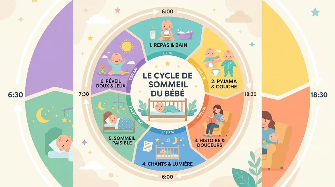 Schéma illustrant la routine de sommeil du nourrisson