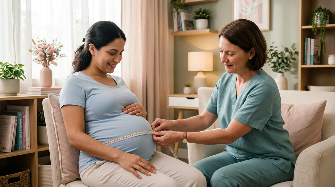 Sage-femme réalisant un suivi médical et un examen prénatal