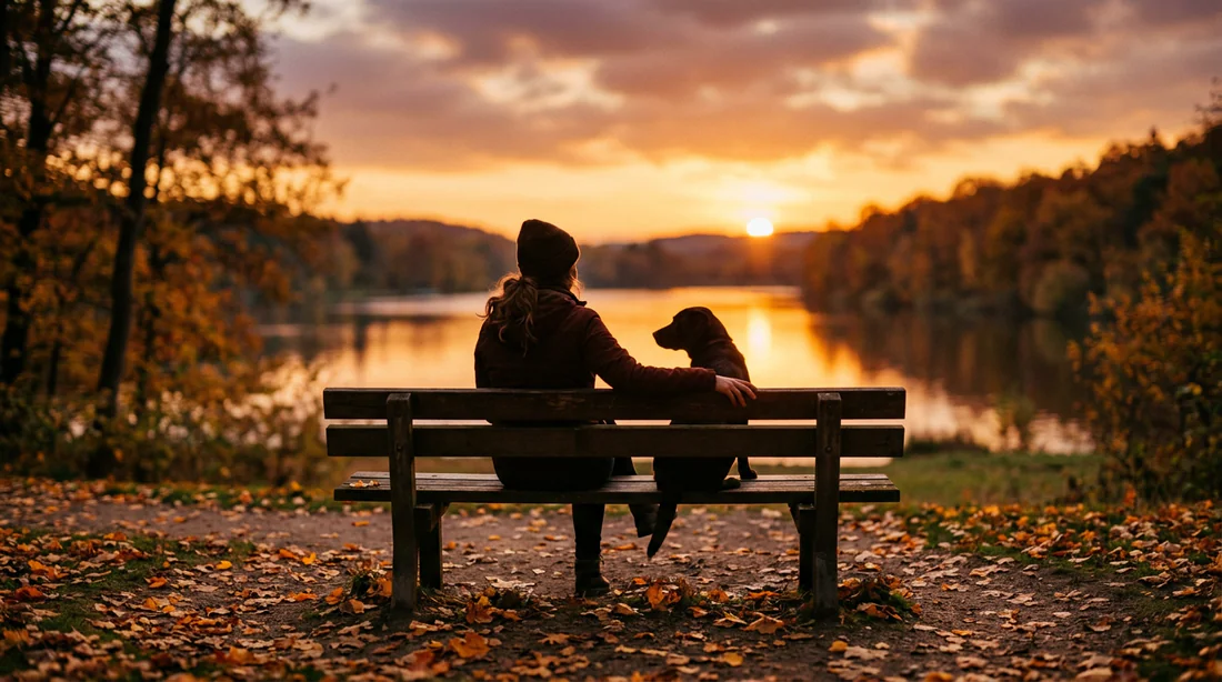 Moment de complicité et de sérénité avec son chien en fin de vie