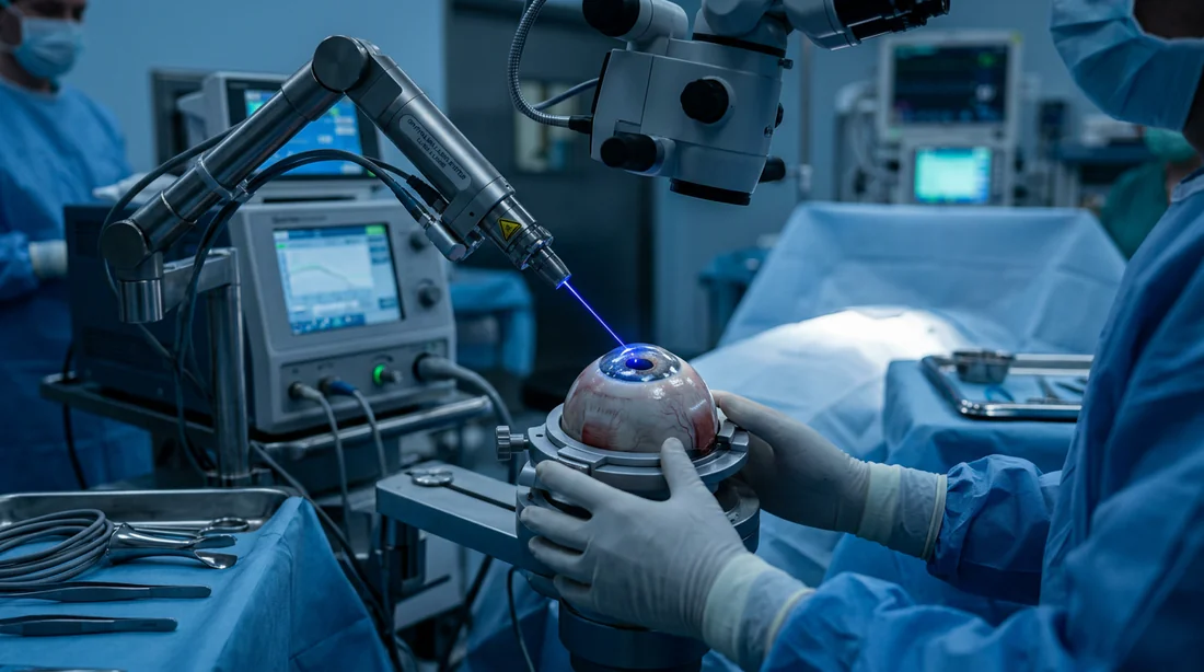 Laser médical de haute précision utilisé pendant la chirurgie oculaire