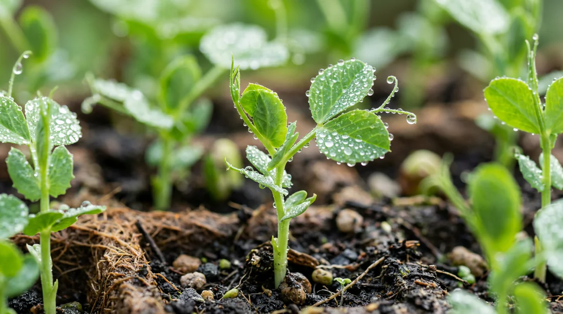 Pousses de pois fraîches riches en nutriments pour le sérum