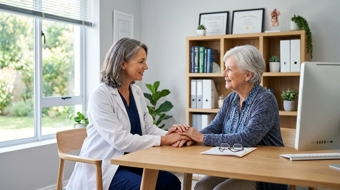 Consultation avec un professionnel de santé en cabinet médical pour diagnostic