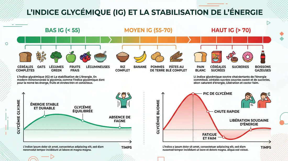 Schéma explicatif de l'indice glycémique et son impact sur la glycémie