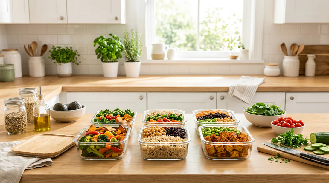 Préparation de repas sains pour la semaine dans des boîtes en verre